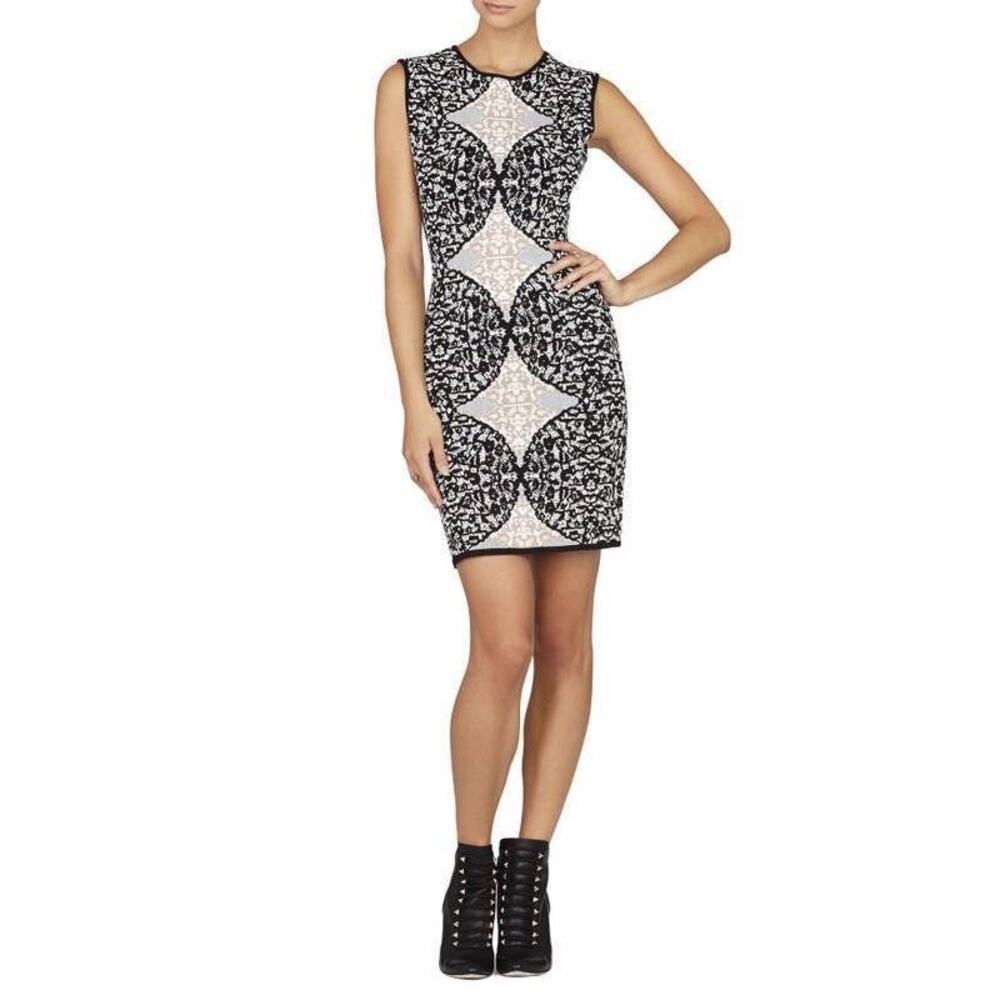 BCBGMAXAZRIA Jose Battenburg‎ Jacquard Bodycon Dress Size XS